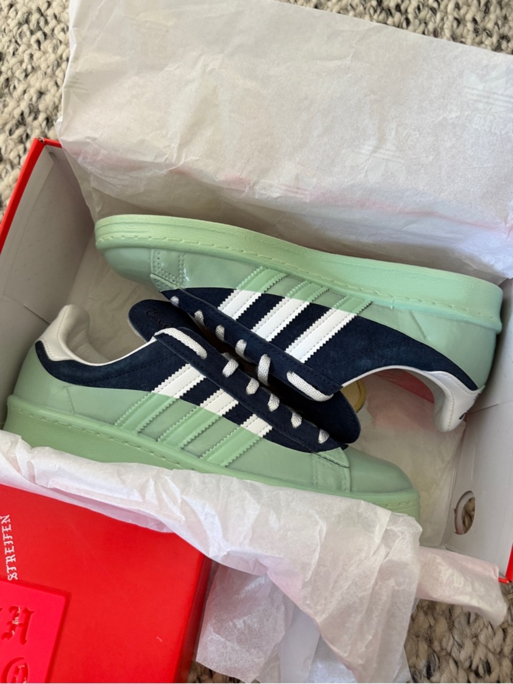 Adidas x Cali Dewitt navy white mint green campus 80s sneakers special edition